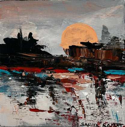 Ember Reflections – Original Abstract Acrylic Painting by Sarita Kamat Designs|5536