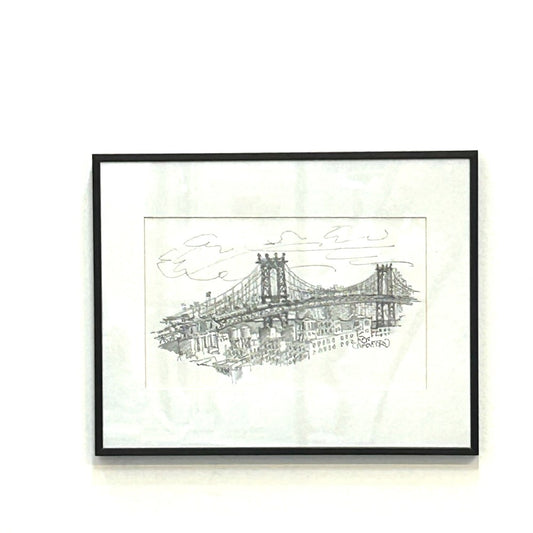NYC Bridge - Original Pencil Drawing - by Ron Crawford|5465