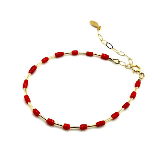 Red Coral Bracelet 14K Gold-Filled - by Sarita Kamat|4143