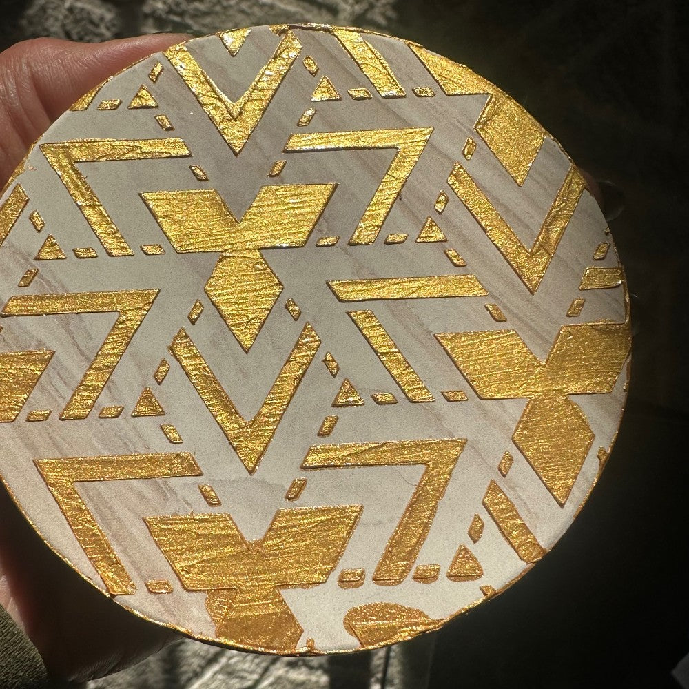 Gold Geometric – Handmade Art Deco Drinkware Coasters - set of 4|4395