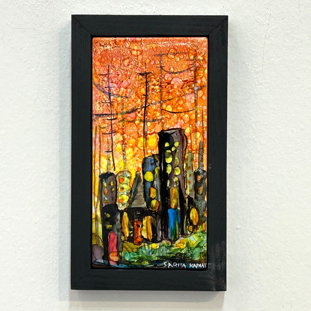 City Glow  - Alcohol Ink PAinting - by Sarita Kamat Designs|5051