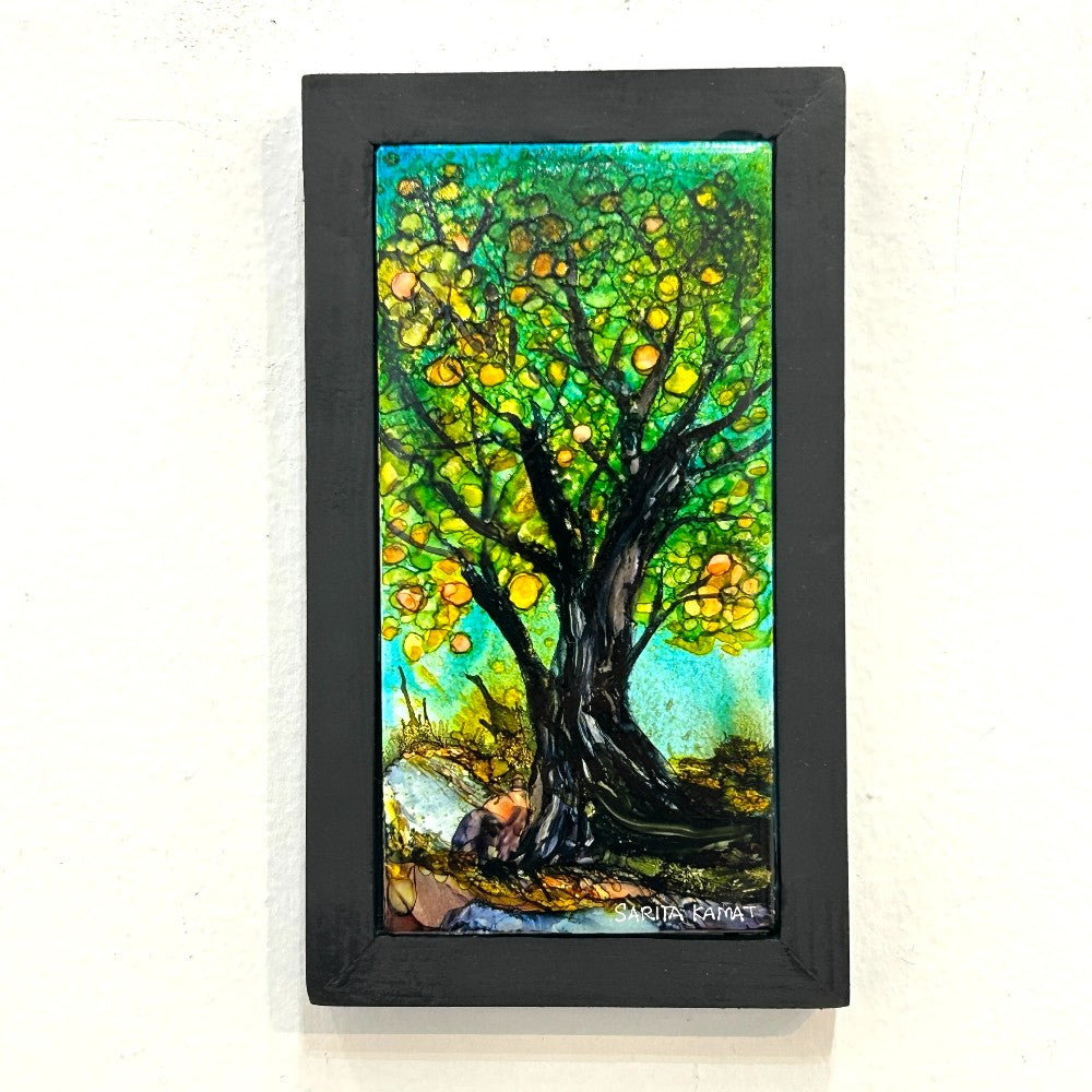 The Enchanted Forest #44 Original Alcohol Ink Forest Painting by Sarita Kamat|5083
