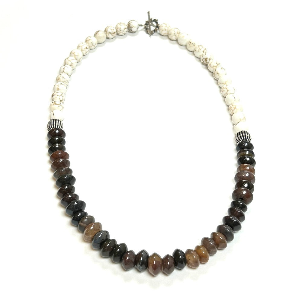Agate & Howlite Gemstone Necklace – by Sarita Kamat Designs|4578