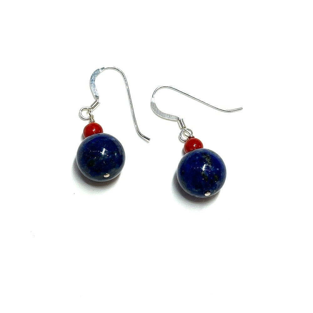 Lapis Lazuli & Coral Earrings - Sarita Kamat Designs|3401