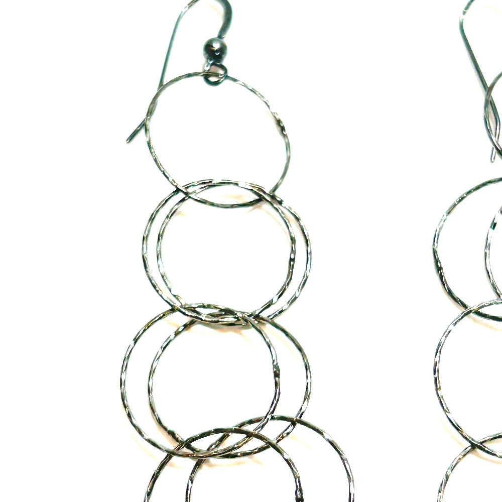 Oxidized SS Open Circle link Earrings - by Sarita Kamat|3855