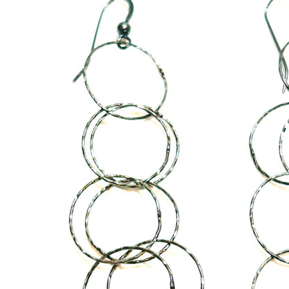 Oxidized SS Open Circle link Earrings - by Sarita Kamat|3855