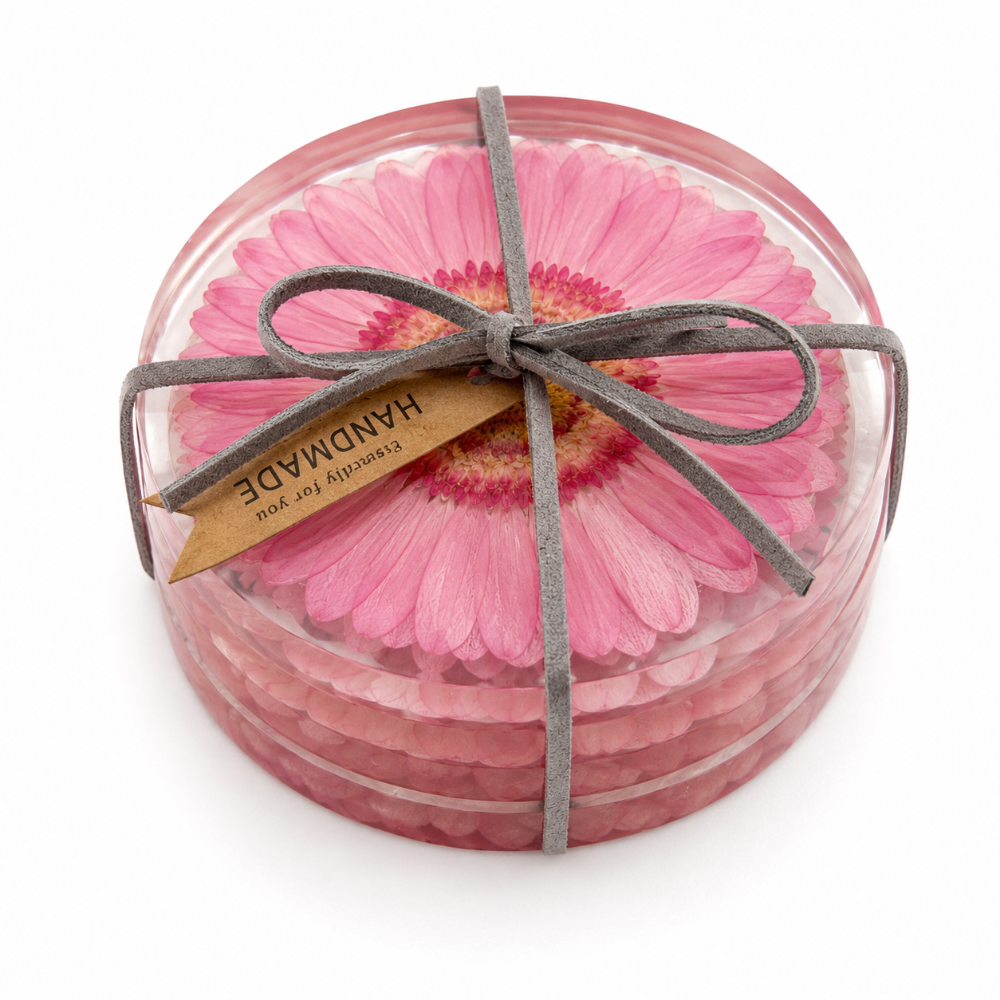 Real Gerbera Daisy Drink Coasters - set of 4|4203