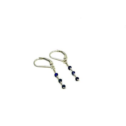 Lapis Lazuli Bar Earrings , Sterling Silver - by Sarita Kamat Designs|5385