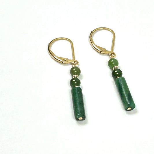 Green Jade Earrings, 14k goldfilled - by Sarita Kamat|4514