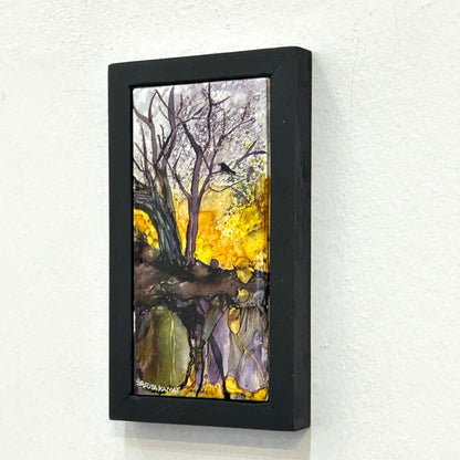 The Solitary Bird - Alcohol Ink PAinting - by Sarita Kamat Designs|5056