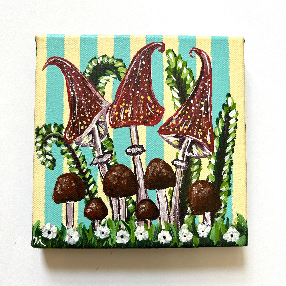 Mixed Mushroom Field Blue 6x6 - by Emma Campbell|3914