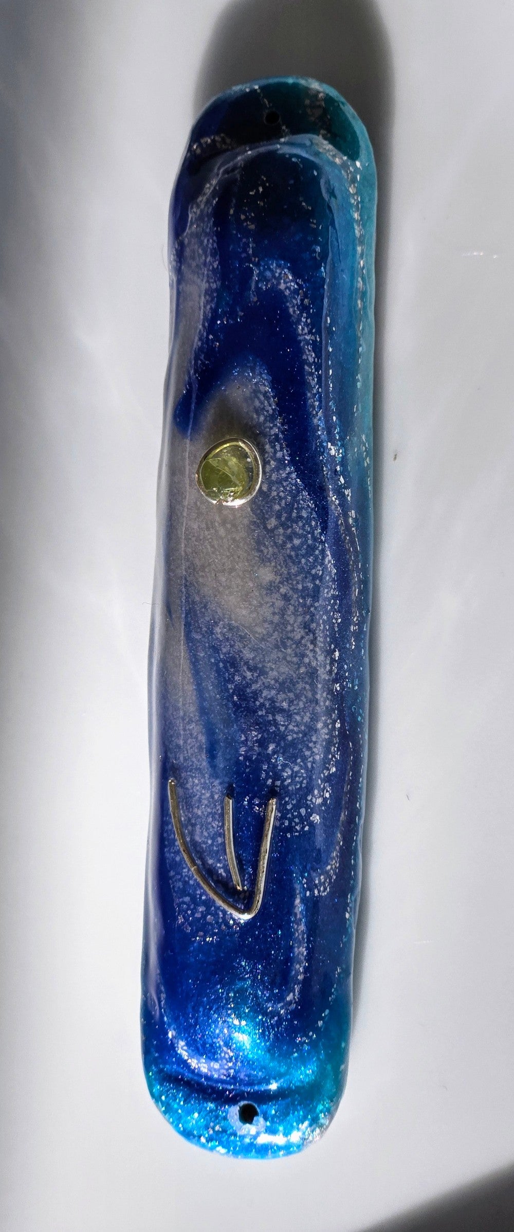 Blue, Green and Silver Mezuzah with Peridot - by Rachael Gross|4862