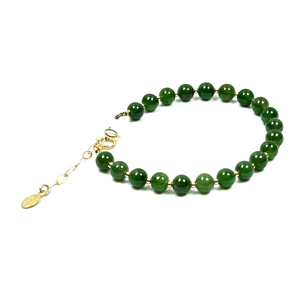 Genuine Russian  Jade & 14k Gold-Filled Bracelet  - by Sarita Kamat Designs|5710
