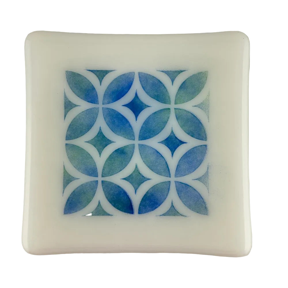 White - B/G MCM Pattern Dish - by Janet Van DeCarr|4019