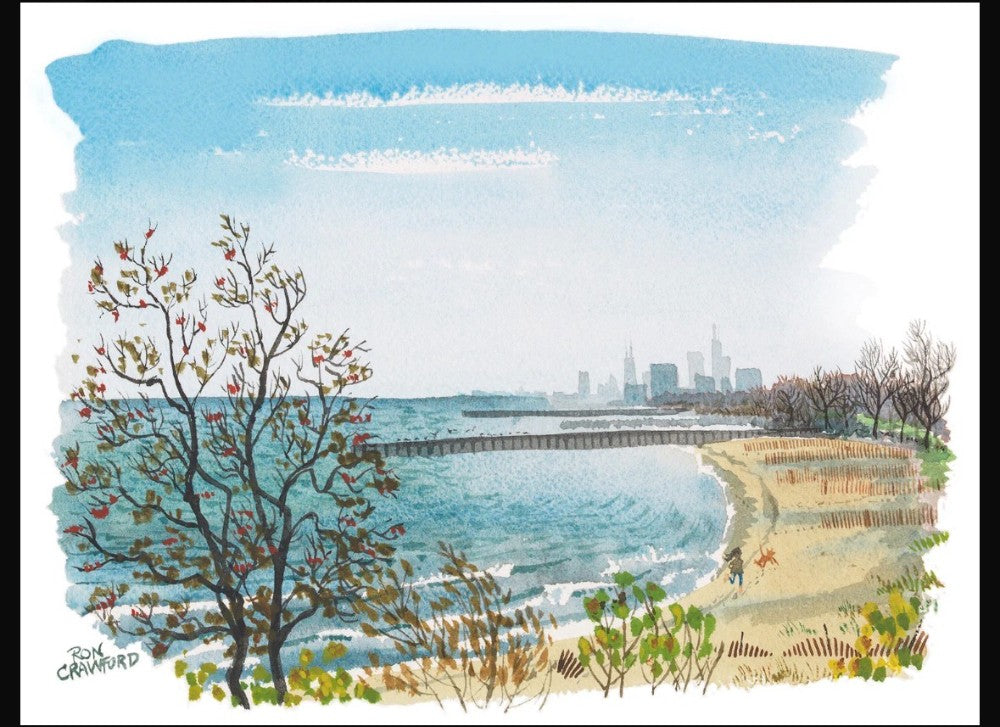 Evanston Beach Run 11x14" Print - Original Art by Ron Crawford|4990