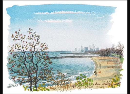 Evanston Beach Run 11x14" Print - Original Art by Ron Crawford|4990