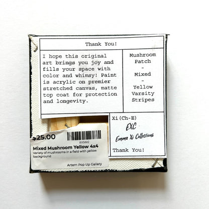 Mixed Mushroom Yellow 4x4" -by Emma Campbell|3928