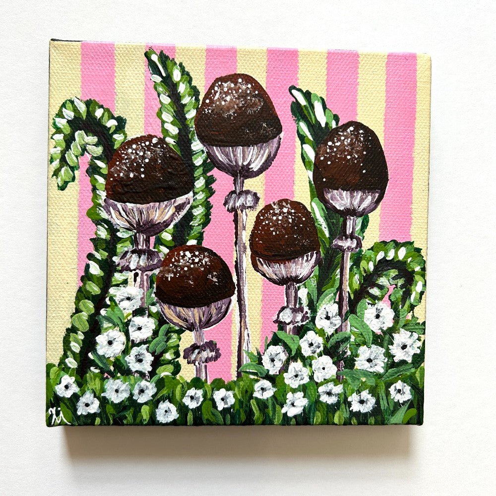 Button Field Pink 6x6 - by Emma Campbell|3909