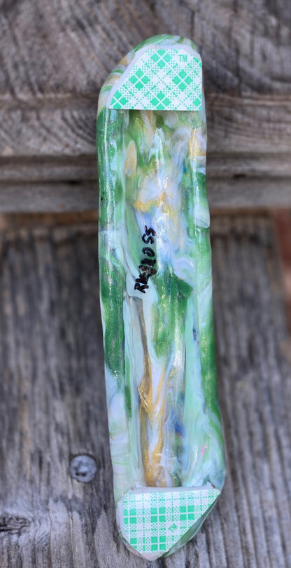 Green and gold stonelike Mezuzah - by Rachael Gross|4834