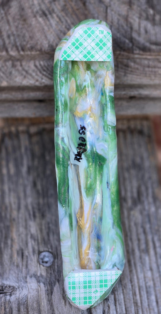 Green and gold stonelike Mezuzah - by Rachael Gross|4834