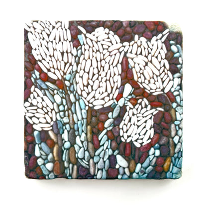 Tulips Pebble Mosaic Coaster - Made at Artem|4420