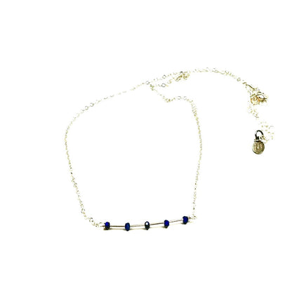 Lapis Lazuli Bar Necklace, Sterling Silver - by Sarita Kamat Designs|5379
