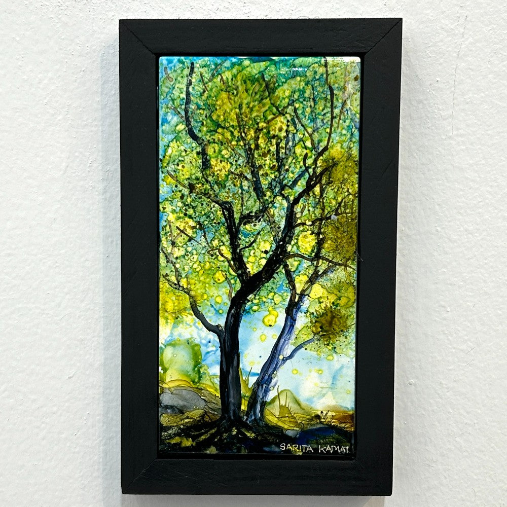 Rooted in Light - Original Alcohol Ink Forest Painting by Sarita Kamat|4722