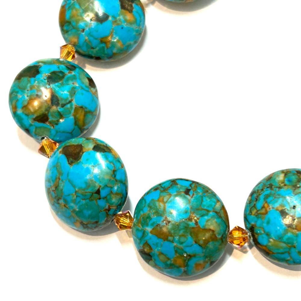 Magnesite Necklace with Crystal accents 14k gold filled - by Sarita Kamat|3811