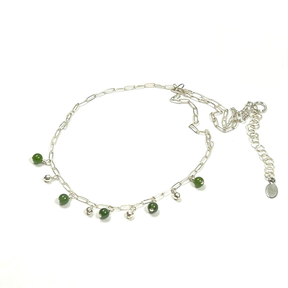 Jade & Sterling Silver Paperclip Charm Necklace –by  Sarita Kamat Designs|4607