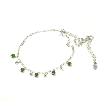 Jade & Sterling Silver Paperclip Charm Necklace –by  Sarita Kamat Designs|4607