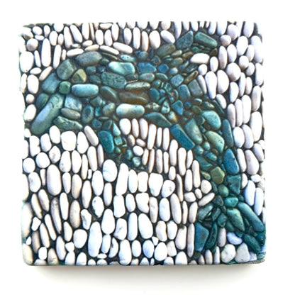 Dolphin Pebble Mosaic Coaster - Made at Artem|4422