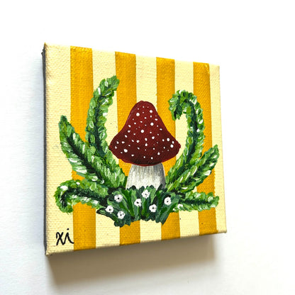 Classic Red Mushroom Patch with Yellow Stripes 4x4" - by Emma Campbell|3933