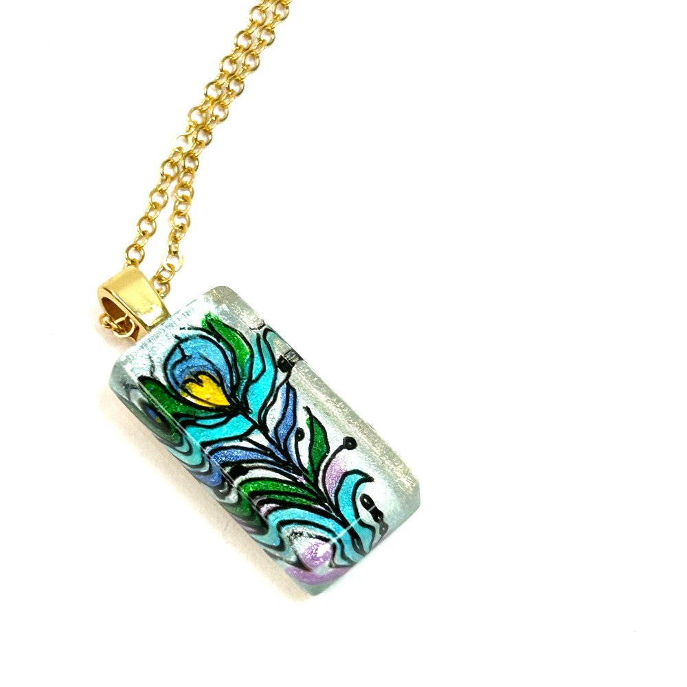 Peacock Feather Pendant Necklace 14k Gold filled - by Sarita Kamat Designs|4936