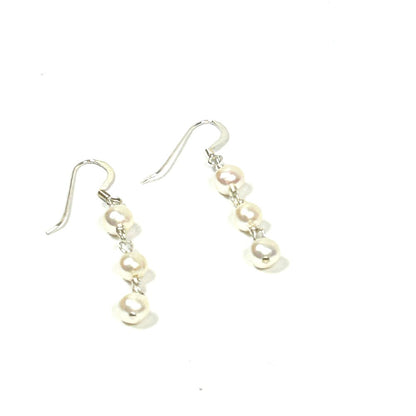 Freshwater Pearl and Sterling Silver Cascade Earrings - by Sarita Kamat Designs|4892