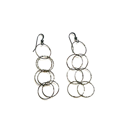 Oxidized SS Open Circle link Earrings - by Sarita Kamat|3853