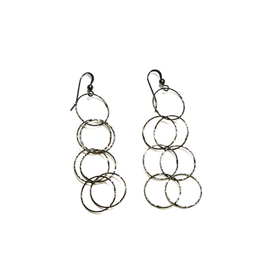 Oxidized SS Open Circle link Earrings - by Sarita Kamat|3853