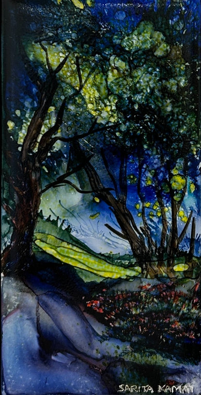 The Enchanted Forest #43 | Original Alcohol Ink Painting by Sarita Kamat Designs|4591