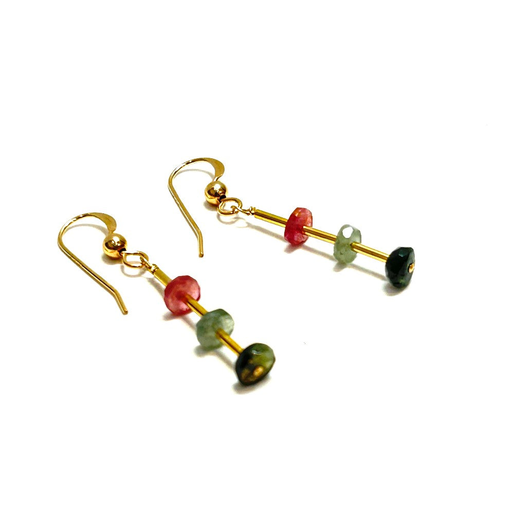 Multicolor  Tourmaline 14kgf Earrings - by Sarita Kamat|3828