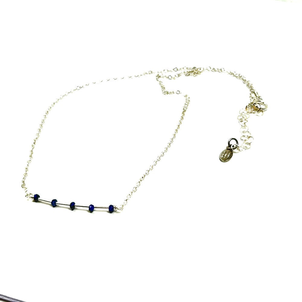 Lapis Lazuli Bar Necklace, Sterling Silver - by Sarita Kamat Designs|5377