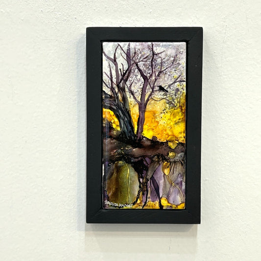 The Solitary Bird - Alcohol Ink PAinting - by Sarita Kamat Designs|5054