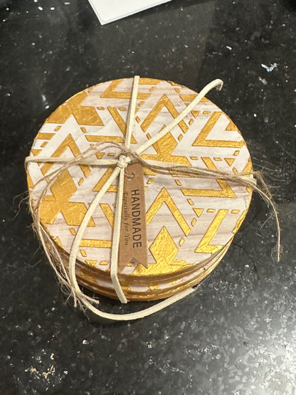 Gold Geometric – Handmade Art Deco Drinkware Coasters - set of 4|4191