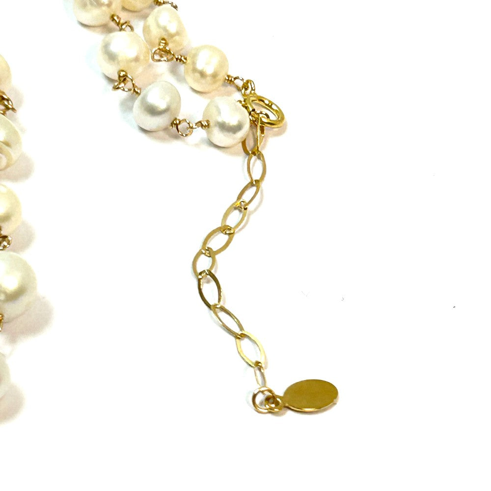 Freshwater Pearl Necklace with Found Enamel Pendant – by Sarita Kamat Designs|5023