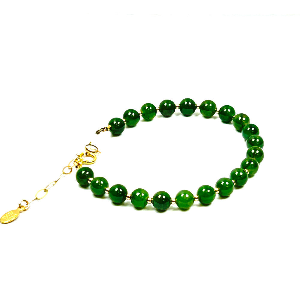Genuine Russian  Jade & 14k Gold-Filled Bracelet  - by Sarita Kamat Designs|5712