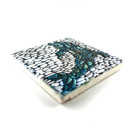 Dolphin Mosaic Pebble Print Coaster- Printed at Artem|4512