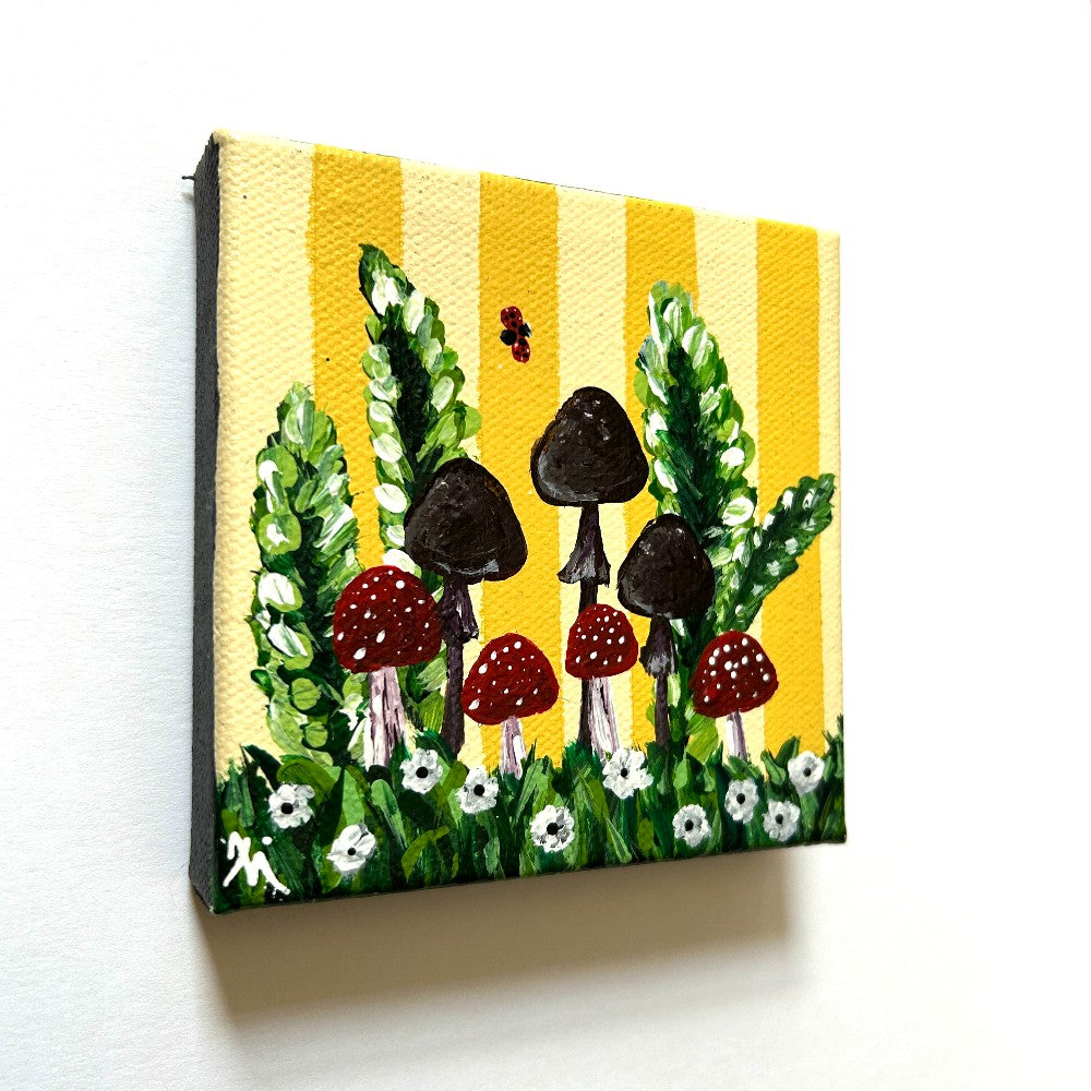 Mixed Mushroom Yellow 4x4" -by Emma Campbell|3927