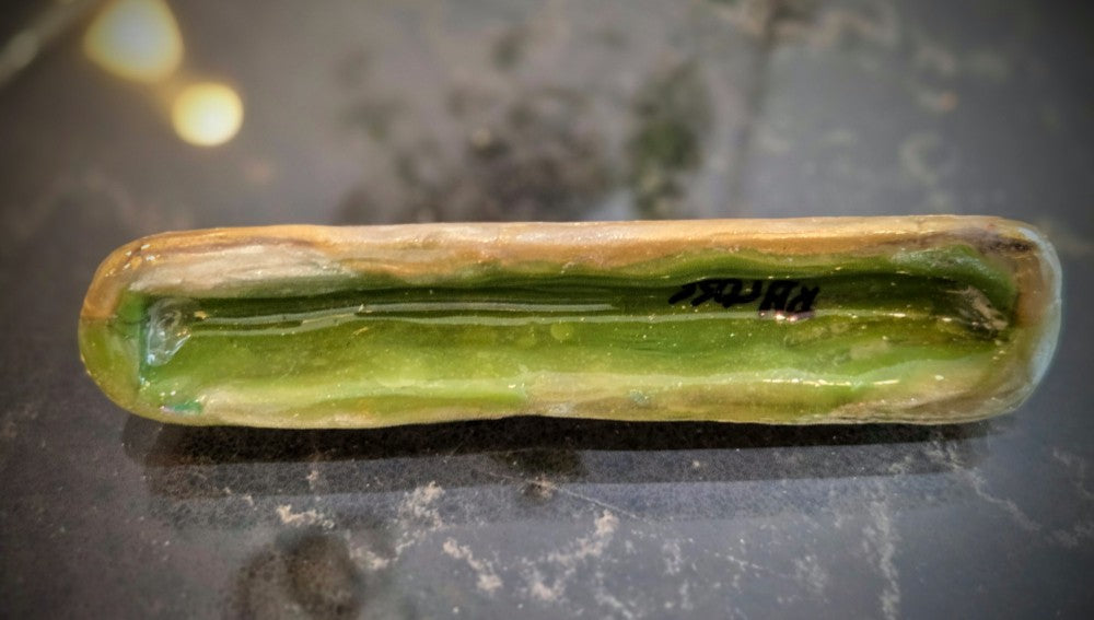 Green and Gold Mezuzah with Peridot - by RAchael Gross|4828