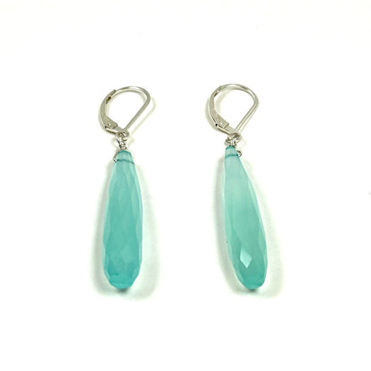 Sea Green Chalcedony Sterling Silver Drop Earrings - by Sarita Kamat Designs|5295