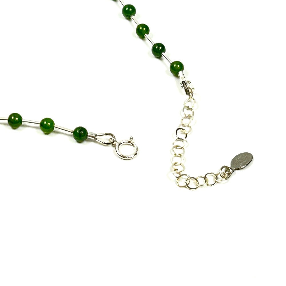 Jade Tube and Round Bead Sterling Silver Necklace - by Sarita Kamat Designs|4622