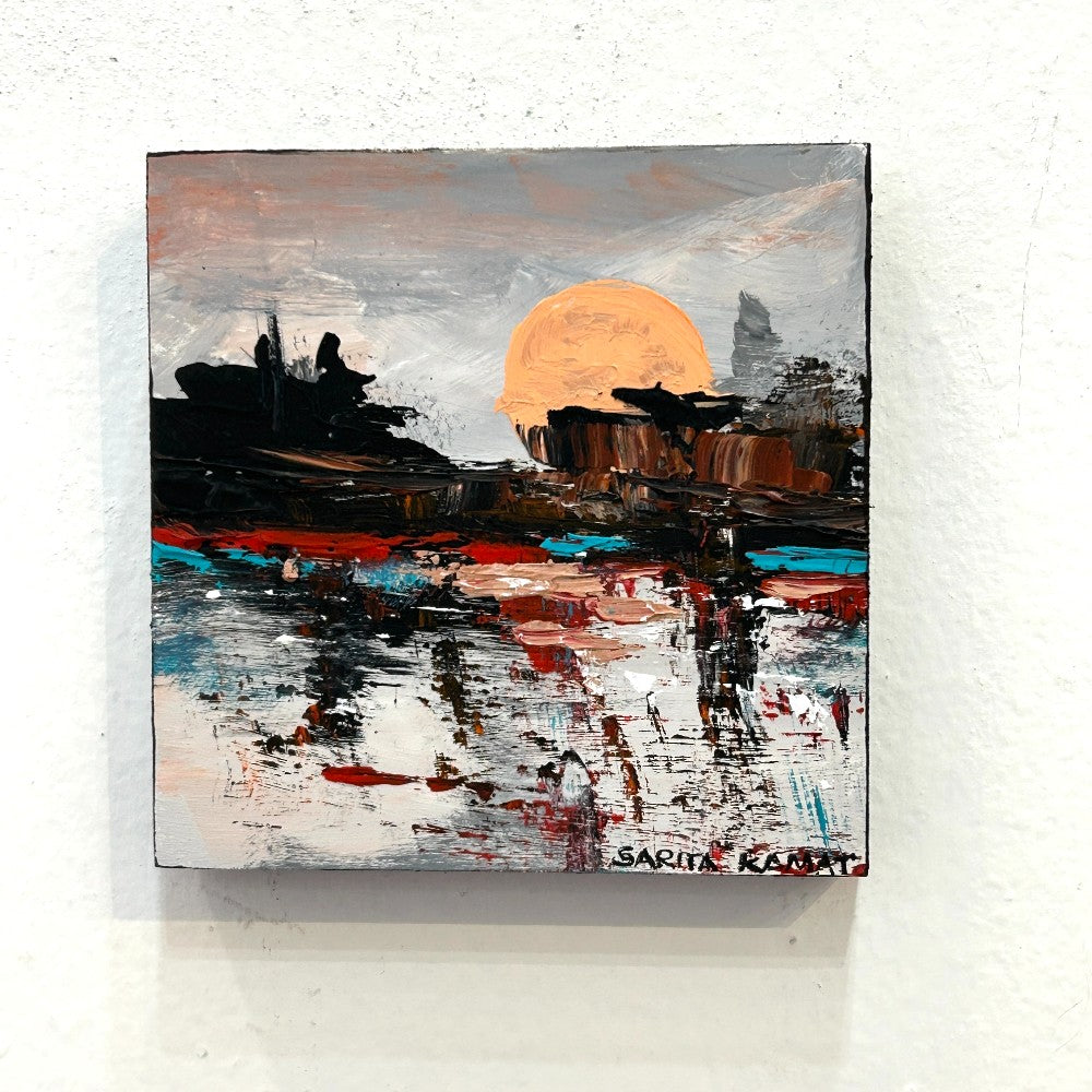 Ember Reflections – Original Abstract Acrylic Painting by Sarita Kamat Designs|5537