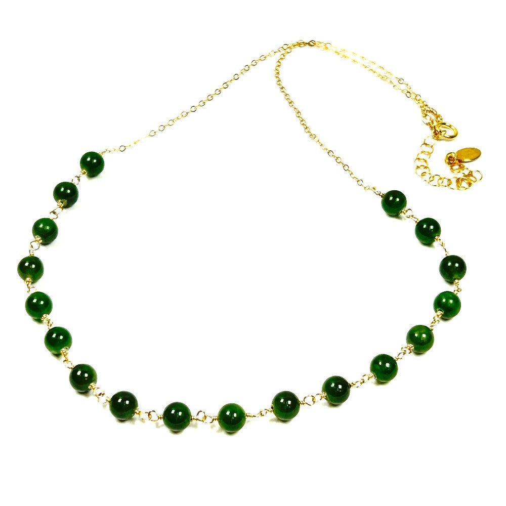 Green Jade Sterling Silver Necklace - by Sarita Kamat Designs|4615